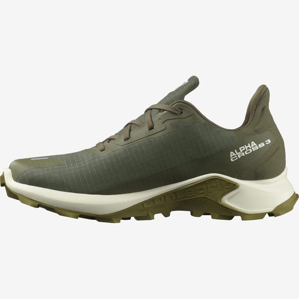 Salomon ALPHACROSS 3 GORE-TEX Trailskor Herr Olivgröna/LjusGula/Gröna | SE-085731