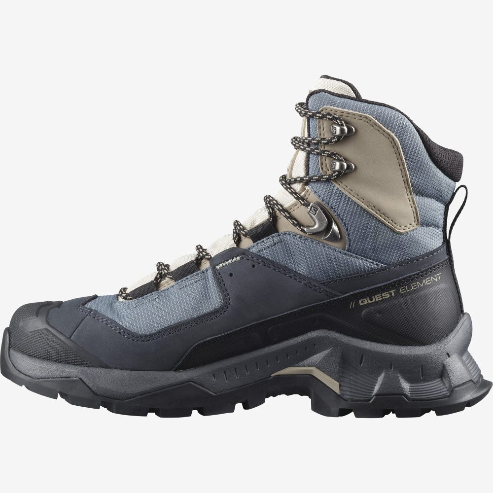 Salomon QUEST ELEMENT GORE-TEX Vandringskängor Dam Grå/Svarta/Beige/Blå | SE-267984