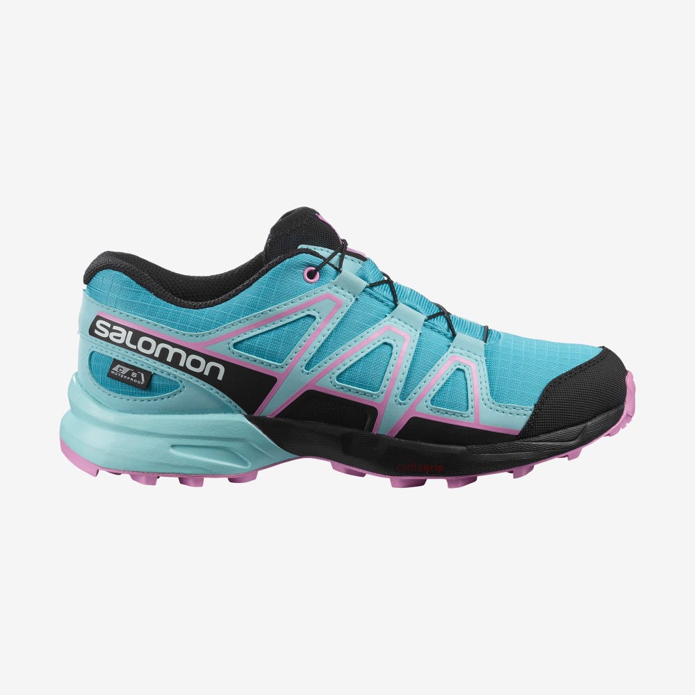 Salomon SPEEDCROSS CLIMASALOMON™ WATERPROOF Vandringskängor Barn Blå/Turkos/Lila | SE-437129