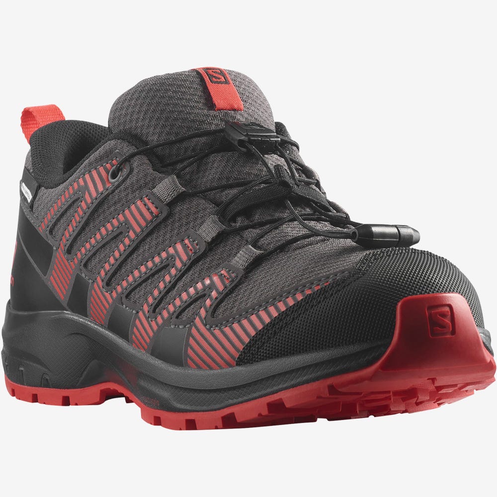 Salomon XA PRO V8 CLIMASALOMON™ WATERPROOF Vandringskängor Barn Grå/Svarta/Röda | SE-410735