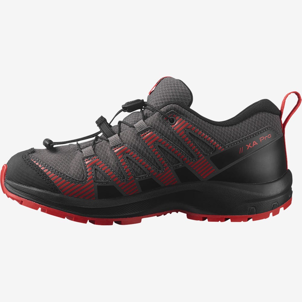 Salomon XA PRO V8 CLIMASALOMON™ WATERPROOF Vandringskängor Barn Grå/Svarta/Röda | SE-410735