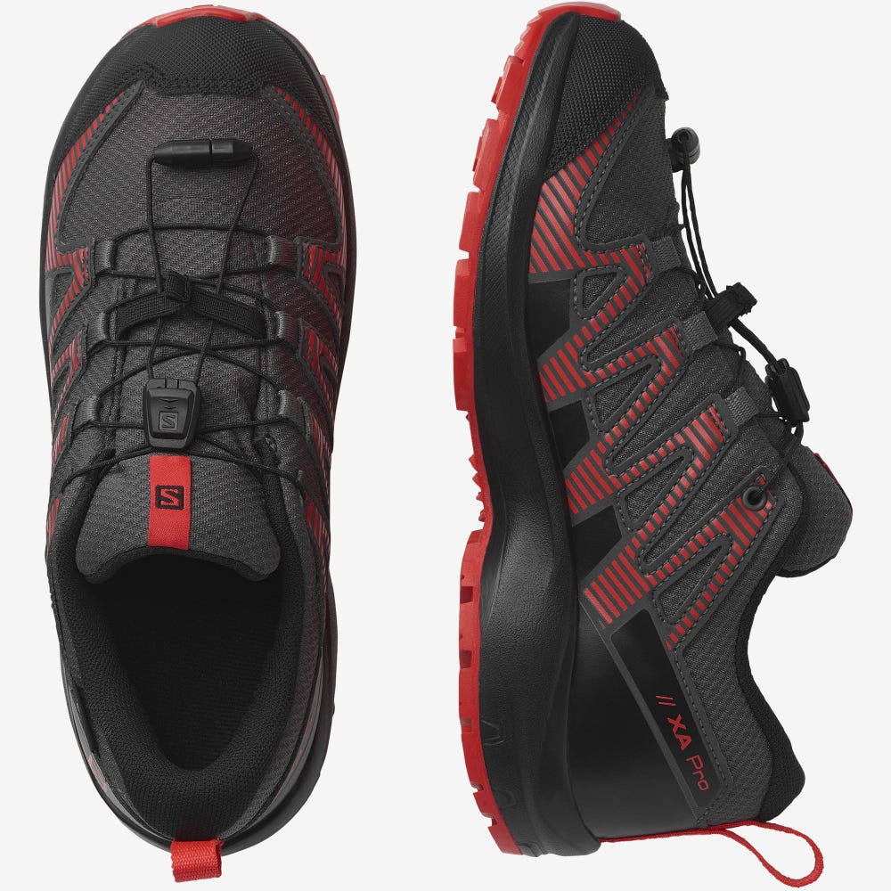 Salomon XA PRO V8 CLIMASALOMON™ WATERPROOF Vandringskängor Barn Grå/Svarta/Röda | SE-410735