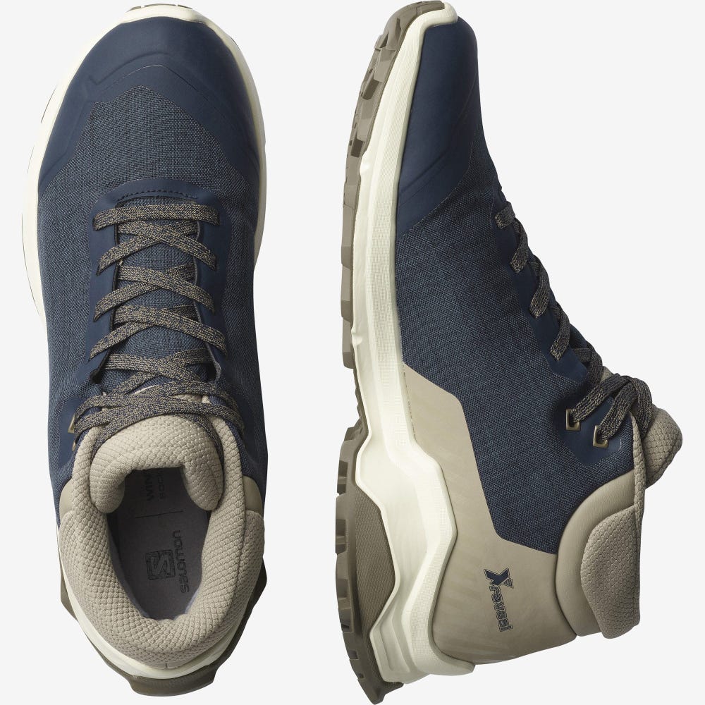 Salomon X REVEAL CHUKKA CLIMASALOMON™ WATERPROOF Vinterkängor Herr Marinblå/Khaki | SE-283094