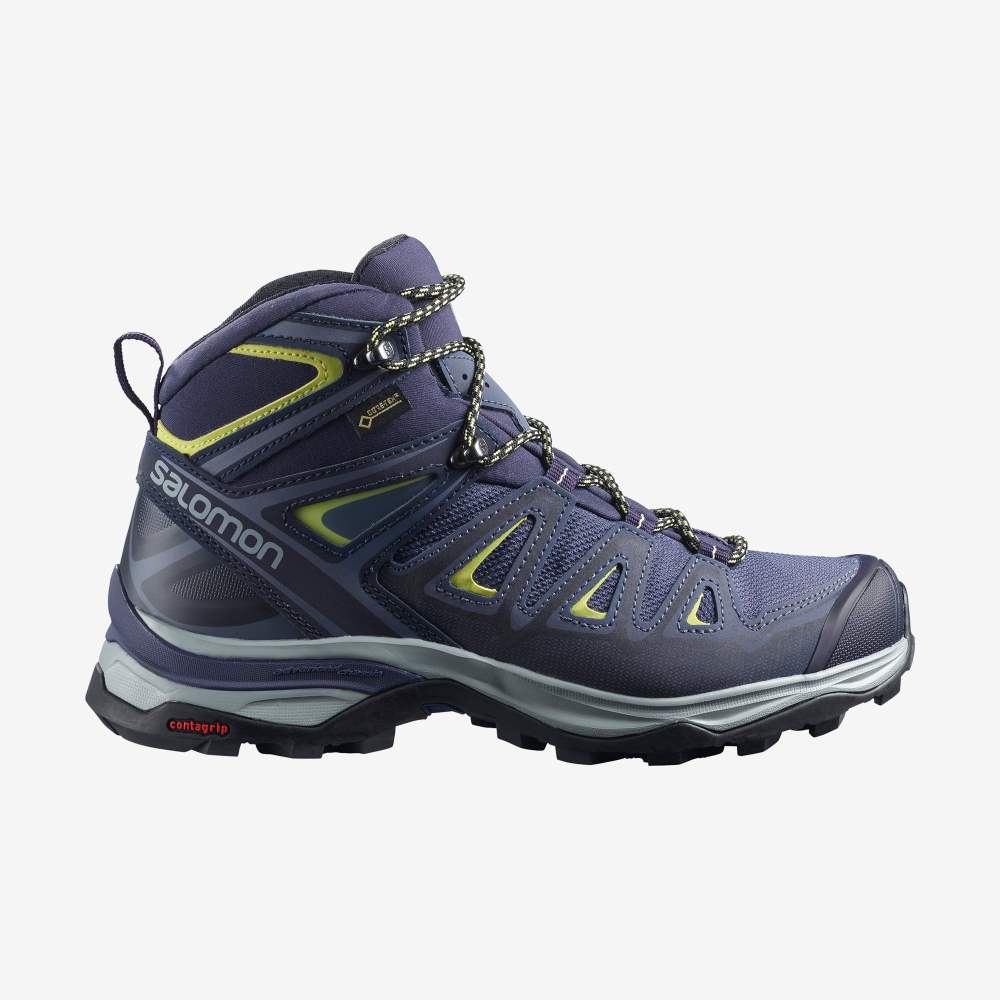 Salomon X ULTRA 3 MID GORE-TEX Vandringskängor Dam Blå/LjusGröna | SE-069582