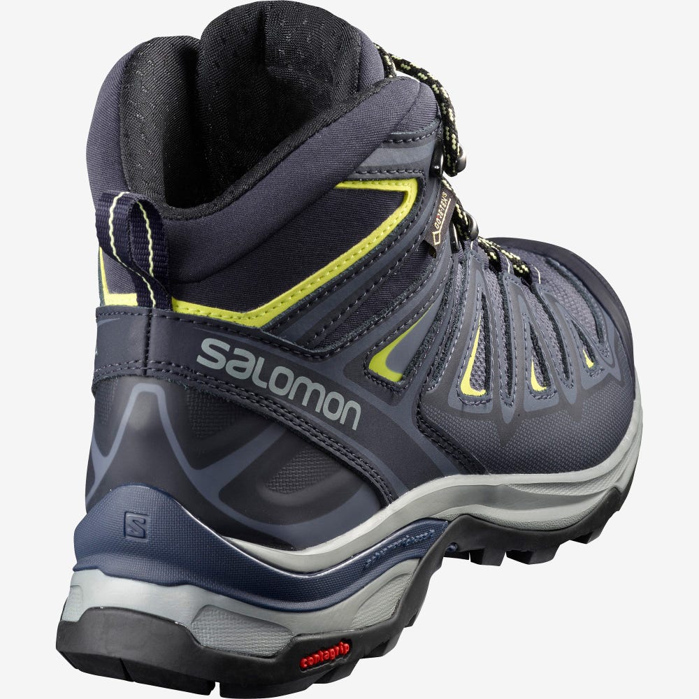 Salomon X ULTRA 3 WIDE MID GORE-TEX Vandringskängor Dam Blå/LjusGröna | SE-624758