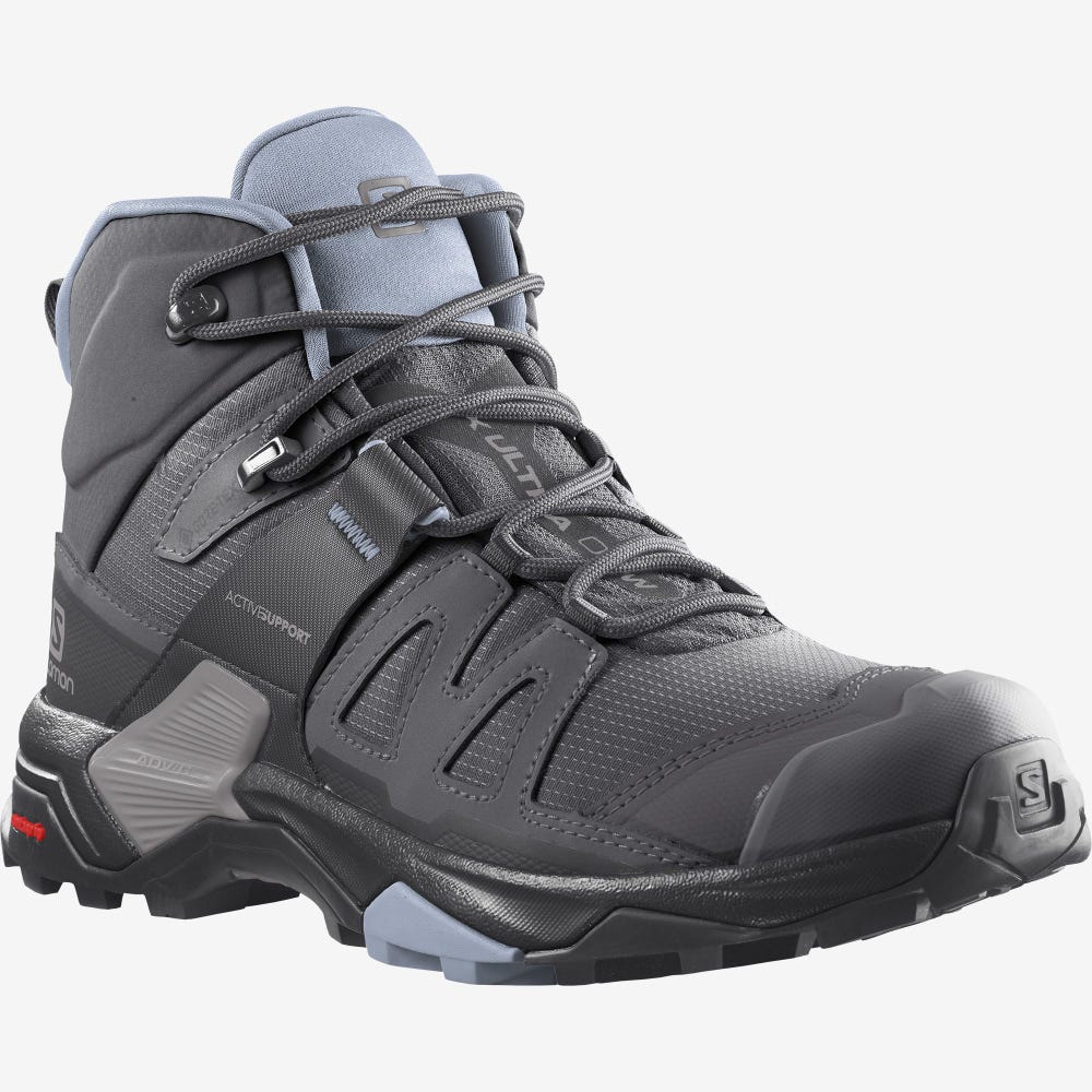 Salomon X ULTRA 4 MID GORE-TEX Vandringskängor Dam Grå/Svarta/Blå | SE-817320