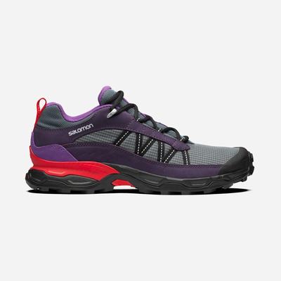 Salomon SHELTER LOW LEATHER Sneakers Dam Grå/Lila/Röda | SE-531842