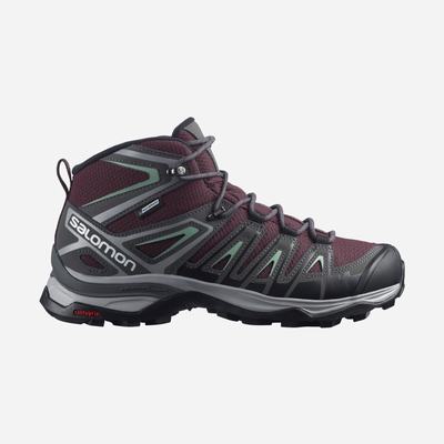 Salomon X ULTRA PIONEER MID CLIMASALOMON™ WATERPROOF Vandringskängor Dam Burgundy/Grå Gröna | SE-170239